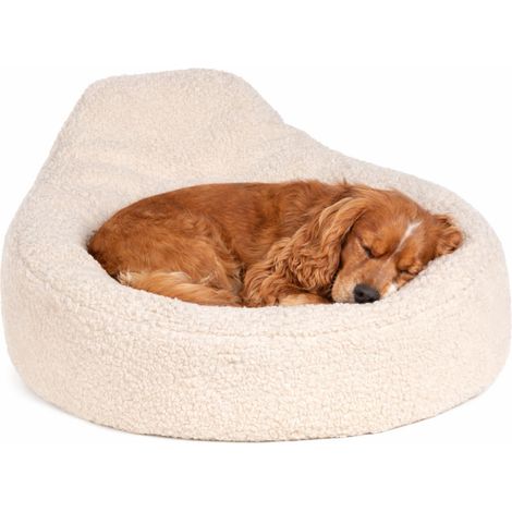 Panier Chien - Panier Chat - Sofa Blanc - 70x70x33 cm - Coussin Peluche Ultra Doux avec Housse Amovible Lavable et Fond antidérapant (1/5)