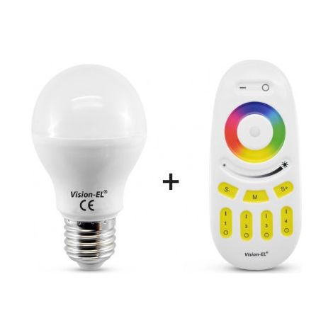 Ampoule LED E27 Bulb 7W RGB + Blanc Jour + Télécommande