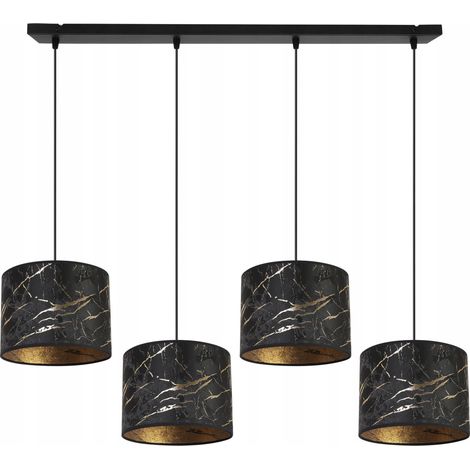 Suspension, lustre, plafonnier, abat-jour à motifs dorés (1/5)