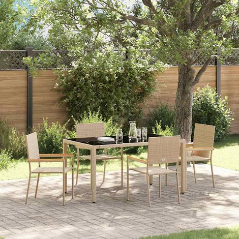 Garten Essgruppe 5 pcs Beige Poly-Rattan