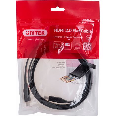 UNITEK CÂBLE HDMI 2.0 4K60HZ,PLAT,2M,C11063BK-2M (1/2)