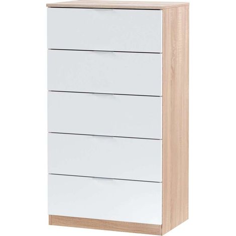 Sinfonier 5 cajones Modelo Maya en roble canadian y blanco artik 110 cm(alto)60 cm(ancho)40 cm(fondo) (1/4)