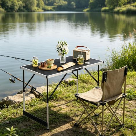 table camping table pliable reglable 100 cm noir OKMYHOME (1/5)