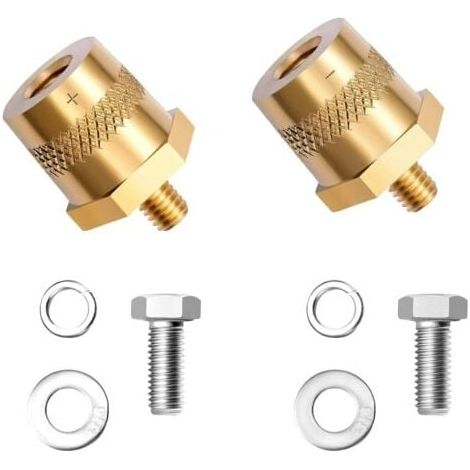 Pair of M8 brass battery adapters, battery terminals, battery terminal adapters for lithium car batteries MUMU (1/4)