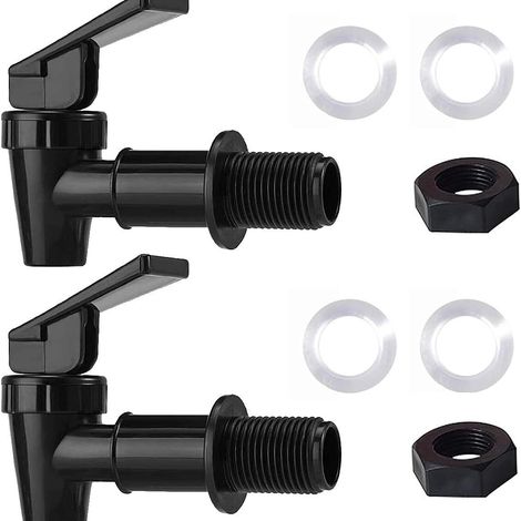 Lot de 4 Robinet, Plastique, Filetage 18mm, Polypropylène, Pour Distributeur d'eau .noir (1/4)