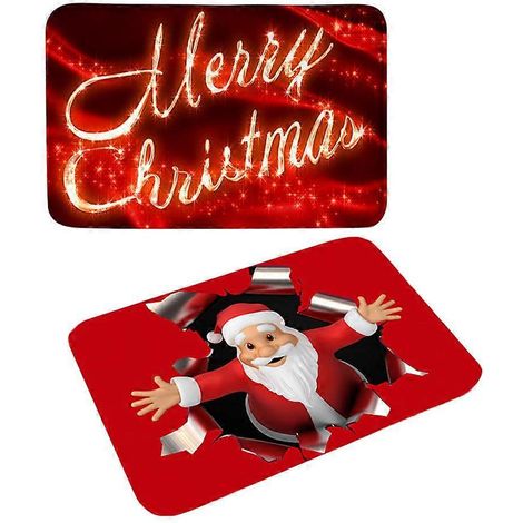 Lot de 2 tapis de bain à motifs de Noël, antidérapants et absorbants, en flanelle-60X40CM