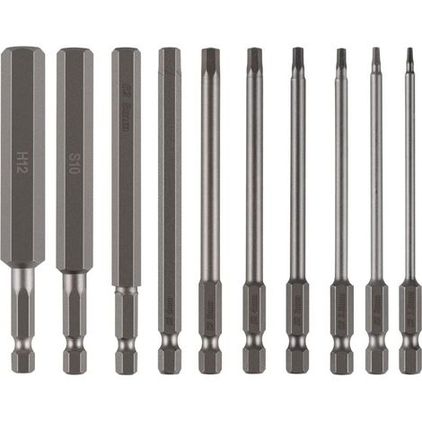 10 embouts de douille hexagonaux, longueur 100 mm, tailles 1,5–12 mm, pour clés à cliquet, tête carrée 1/4″, en acier trempé S2, idéal pour visser boulons et vis
