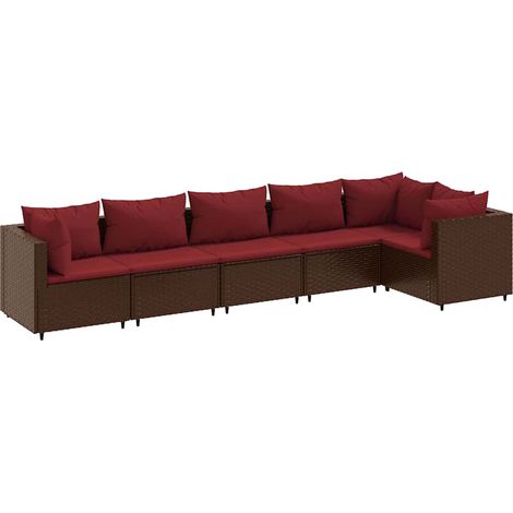 Maison Exclusive - Set Mobili da Giardino 6pz con Cuscini in Polyrattan Marrone