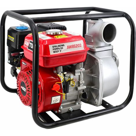 Bomba a gasolina Awtools, modelo 3" 6.5HP 60m³/h Black Line, ideal para drenaje de grandes volúmenes de agua, alta potencia, eficiente y robusta, perfecta para aplicaciones exteriores.