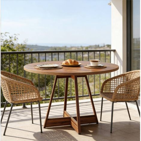 Tavolo da pranzo rotondo Ø100 cm in MDF marrone DESVIAE (1/5)