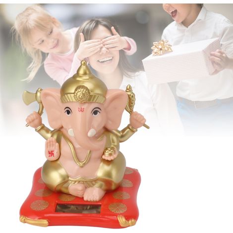 Statue de Ganesh à énergie solaire pour panneau de voiture, jouet à tête de boule Bourbon à énergie solaire, décoration de table pour fenêtre, cadeau de Noël, taille moyenne - couleur chair (1/5)