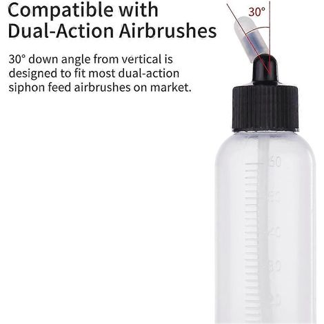 Lot de 10 flacons de peinture pour aérographe de 65 ml, avec tube à siphon, compatibles avec les aérographes Iwata, Badr, Paasche et autres. (1/5)