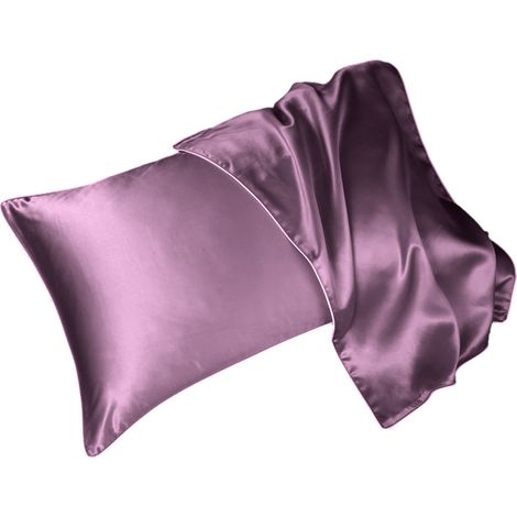 Taie d'oreiller en satin, taie d'oreiller unie (lot de 2), taie d'oreiller ultra douce, violet cristal (1/5)