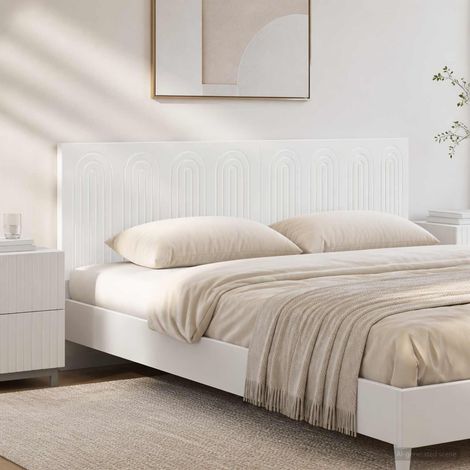 vidaXL Tête de lit murale ALKMAAR Blanc brillant Bois d'ingénierie (1/5)