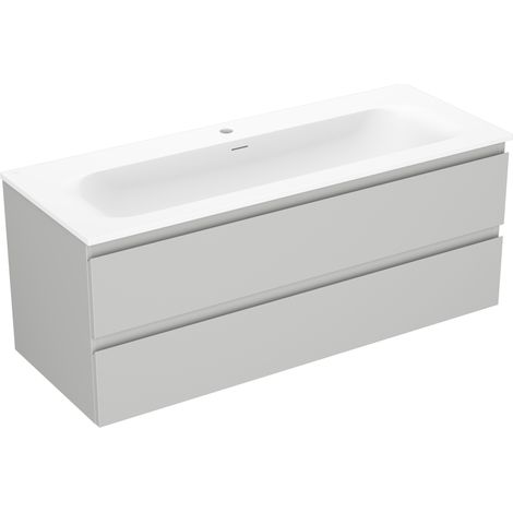 Mexen Orio Badezimmerschrank 120 cm mit Waschbecken Vela, 2 Schubladen, grau matt/weiß matt - 91A10-12047-2-BFF62-W23M01