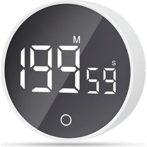Orologio con timer visivo magnetico, conto alla rovescia di 60 minuti con 3 livelli di volume, timer breve, ampio display a LED - Bianco -Crezuo (1/4)
