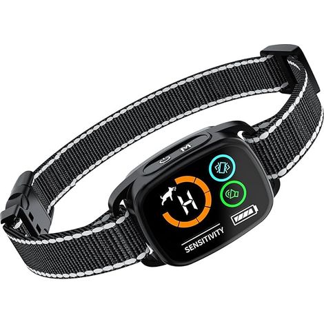 Collar antiladridos para perros, modos: sonido/vibración/vibración fuerte, detección inteligente de ladridos, recargable, resistente al agua IP67, adecuado para perros pequeños y grandes (negro)
