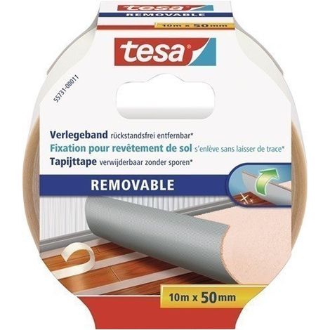Tesa 55731 Cinta adhesiva doble cara beige reforzada con tejido