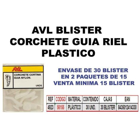 avl blister corchete guia riel plastico 4923 (caja 15 unidades)