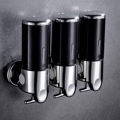 Porta shampoo da parete con 3 scomparti in acciaio inox – Pratico contenitore per bagno, cucina e hotel (1/5)