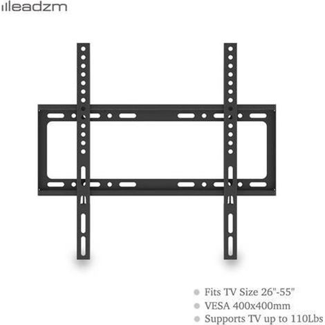 Support TV Mural Fixe 26-55 Pouces - Acier - VESA 400x400 - Charge 50kg - Salon Bureau (1/4)