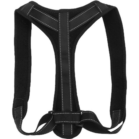 Correcteur de posture réglable noir en forme de Y, bande lumineuse pour dos, épaules et cou, maintien dorsal ajustable. (1/5)