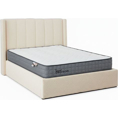 Pack Lit Coffre Bouclette & Matelas "Maggie & Goodream" 140x190cm Crème (1/5)