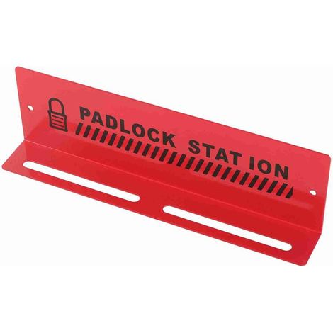 Station de verrouillage et de verrouillage, cadenas de rappel d\'alarme mural en acier rouge pour poste de travail de gestion (1/5)