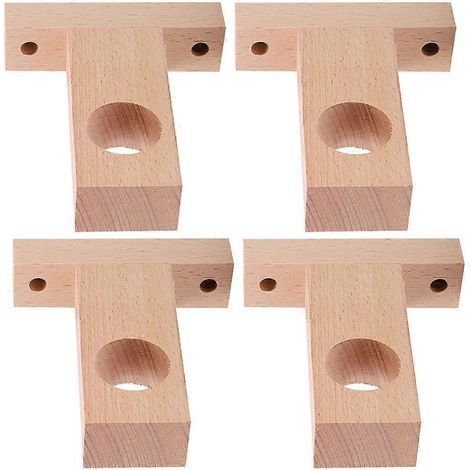 Supports de tringle à rideaux en bois pour salle de bain, lot de 4, en bois. (1/5)