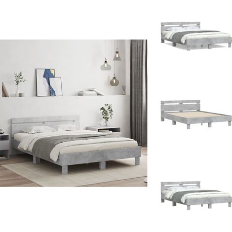 Cadre de lit sans matelas gris béton 150x200 cm - Cadre De Lit - Lit Double - Lit Gris - Lit Design - Literie (1/5)