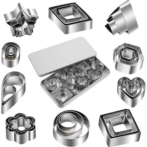 30 Pièces Emporte Piece Acier Inoxydable, Emporte Piece Patisserie Motifs Géométriques, Avec Boîte de Rangement, Moule Biscuit pour Pâtisserie Maison Biscuits Gâteaux Cookies Bonbons (1/5)