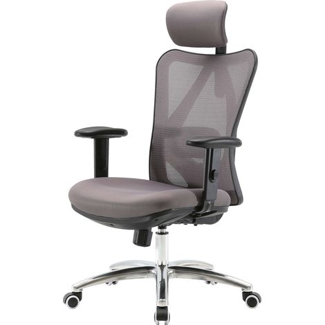 [NEUWERTIG] SIHOO Bürostuhl Schreibtischstuhl, ergonomisch, verstellbare Lordosenstütze, 150kg belastbar ohne Fußstütze, grau