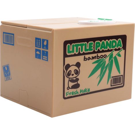 Tirelire Panda avec fonction de vol automatique de pièces, boîte d'épargne en forme d'animal pour ranger monnaie, cadeau ludique pour enfants et adultes (modèle furtif). (1/5)