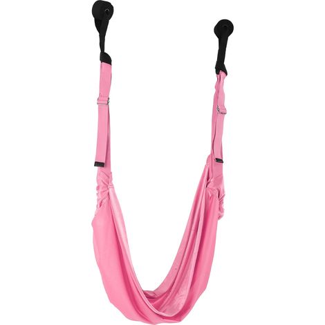 Sangle d'étirement de yoga pour jambes, taille et dos, ajustable, pour l'entraînement et la flexion du dos, bande de fitness de yoga rose (1/5)