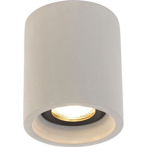 QAZQA deep - LED Spot plafond, plafonnier - 1 lumière - Ø 10 cm - Gris - Rustique, Rustique - éclairage intérieur - Salon I Chambre I Cuisine I Salle à manger