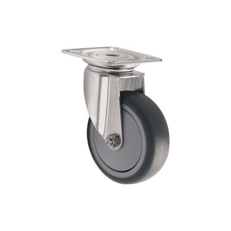 Rueda  giratoria  D.75mm  Cap.75kg  con  placa  goma  gris  TECWERK (1/2)