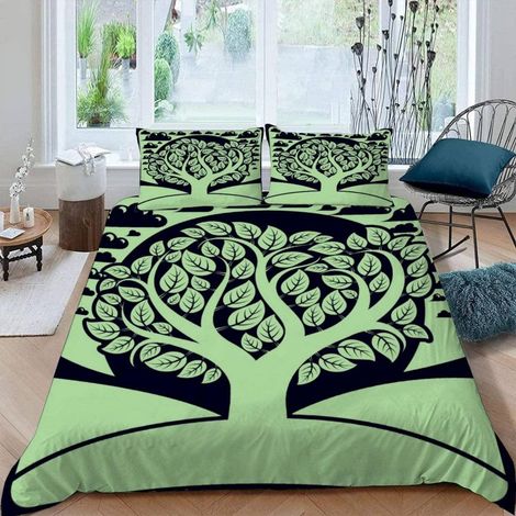 Bettwäsche 200x200 cm 3-teilig Lebensbaum 3D Druck Mikrofaser mit Reißverschluss