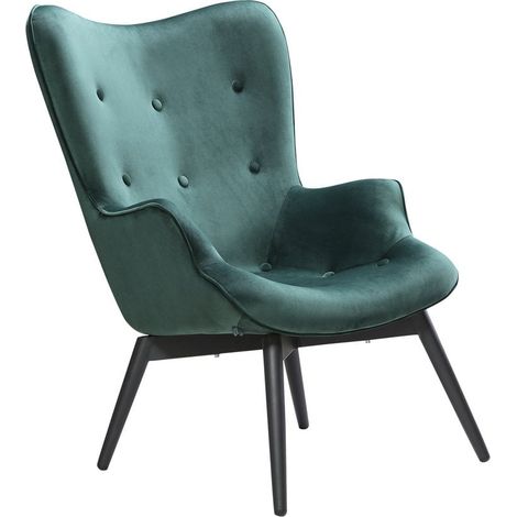 Fauteuil de Salon Rembourré en Velours Vert Style Scandinave Pieds en Métal Noir - PANGIVO (1/5)