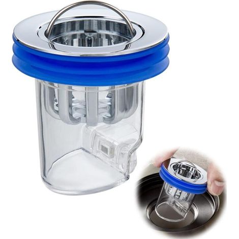 Bouchon de Lavabo Universel, XiXiRan Bouchon de Vidange pour évier, Bouchon Panier Evier à Crépine de Vidange avec Joints (Orifice de vidange 32-42mm) Fermeture Automatique sans Eau (1/5)