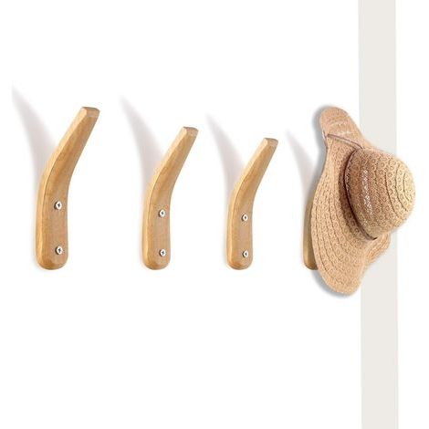 Wooden Coat Hooks Wall Mounted Natural Wood Wall Mounted Coat Rack Simple Modern V Shape Wall Storage Holder for Hanging Coats Hats Bags Towels(4Pcs) (1/5)