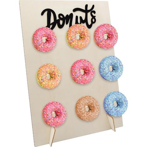 HENGBIRD Wiederverwendbarer und stilvoller Donut-Ständer aus Holz mit 9 Löchern für optimale Donut-Präsentation. Leicht und ideal für Hochzeiten, Geburtstage und Jubiläen. (1/5)