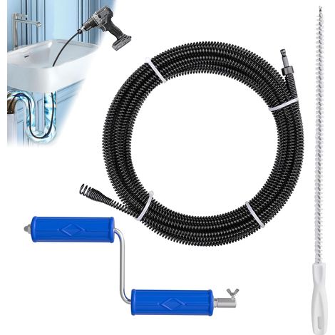 Furet Deboucheur Canalisation, φ8mm,10m avec manivelle à main, furet deboucheur, spirale de nettoyage de canalisations, tige de nettoyage de tuyaux en spirale (1/5)