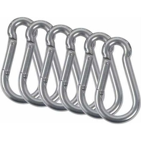 YMYNY M5 Mousquetons Acier Inoxydable 304 Mousqueton Pompier Ressort Avec Mousqueton De Fixation Pour Camping Randonnée Hamac Balancoire 6Pcs