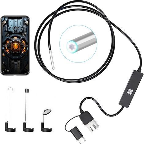 Camera Endoscopique, HD 1080p avec 6 LED et IP67 Endoscope Camera et Camera Inspection pour Smartphone Android Longueur 1m Flexible pour Canalisation et Usage Industriel (1/5)