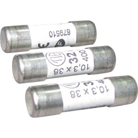 Lot de 3 fusibles céramique 10.3x38mm, 32A, 400V - Tibelec (1/2)
