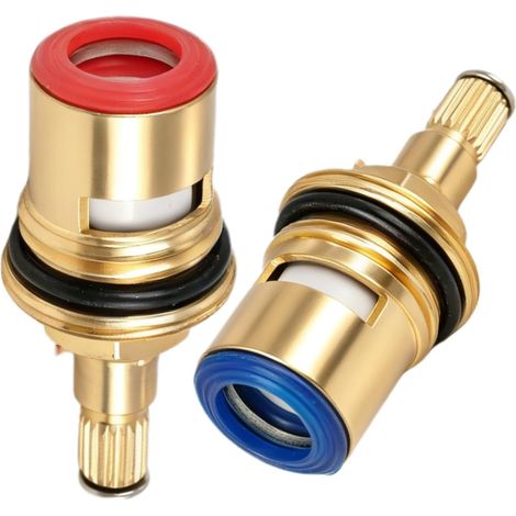 2PCS Têtes De Robinet À Disques Céramique 1/2 Pouce, Cartouches De Rechange Quart De Tour En Laiton, Mécanisme Pour Robinet Cuisine Salle De Bain, Eau Chaude Et Froide (1/5)