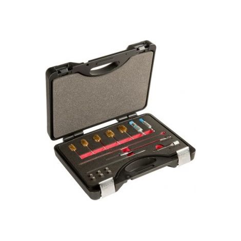 Bahco – Coffret de nettoyage injecteurs diesel 17 pièces – 5 brosses métalliques Ø18-26mm – Outil d'insertion fileté – Mallette avec module mousse