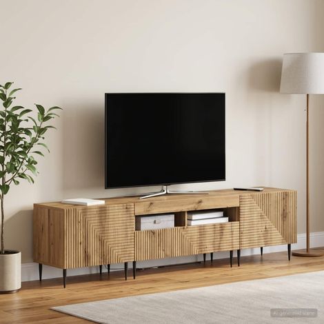 vidaXL 3 Piece LED TV Cabinet Artisan Oak Engineered Wood (1/5)