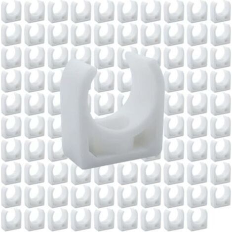 Clips de Tuyau en Plastique-100 pièces Support en U pour tuyau en PPR,Pour la plomberie et la tuyauterie,Vis non incluses(Diamètre intérieur 16mm) (1/5)