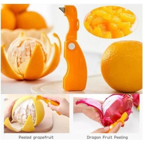 Éplucheur D Orange - Acier Inoxydable Et Résine ABS - Pour Fruits Citrus - 4 Pièces (1/4)